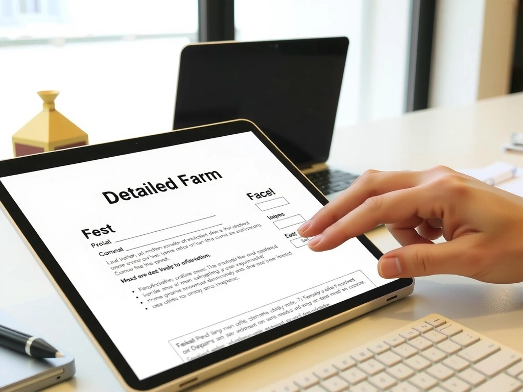 Persoană completând un formular online